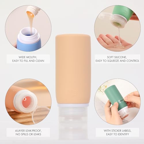Muslish 21 Pack Travel Bottles for Toiletries, Leak-Proof TSA Compliant Silicone Travel Size Containers for Shampoo and Conditioner, BPA Free with Toiletry Bag (Green) - color: Green