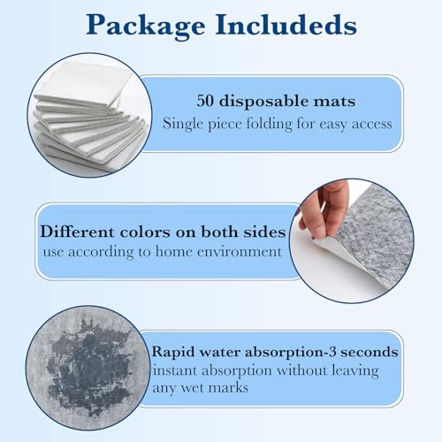 50 Pcs Disposable Urinal Mats for Men Bathroom Commercial Urinal Pads for Mens Room Toilet Mats Non Slip Water Absorption Deodorization Toilet Floor Protector from Urine, Gray (Square) - style: Square