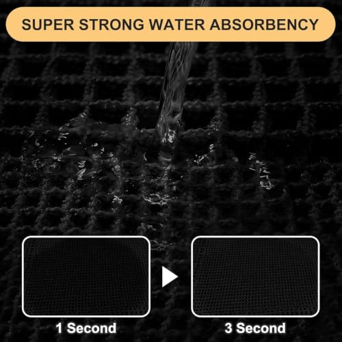 Upgrade Waffle Bath Mat, Boho Bathroom Rugs Absorbent Non Slip, Ultra Soft Bathroom Mat, Machine Washable Knit Bath Rugs with Tassels for Bathroom, Bedroom, Kitchen, Shower, Tub, Black, 36"x24" - color: Black-looped, size: 2' x 3' (Rectangular)