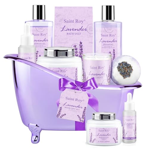 Spa Gift Basket Gifts for Women, Lavender Bath and Body Gift Basket Spa Kit | Bath Beauty Kit, Self-Care Relaxation Set, Home Spa Gift Basket, Birthday, Christmas, Bath Spa Kit Woman gift, Anniversary