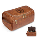 Travel Toiletry Bag Hanging For Mens PU Leather - Yellow Brown (Initial B) | Waterproof Dopp Kit Bag Beach Travel Essentials Bathroom Organizer, Personalized Gifts For Father Husband Groomsmen Birthday - color: Yellow Brown, style: B