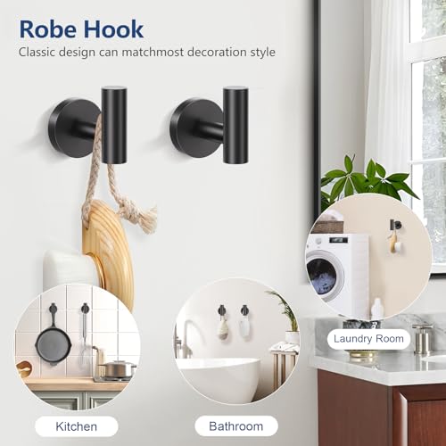 TQKAG 5 Piece Bathroom Towel Bar Holder Sets Matte Black Bathroom Hardware Set Stainless Steel Toilet Paper Holder with Shelf Bathroom Accessories Kit Wall Mounted - color: Matte Black, size: 5-Pieces Set-A