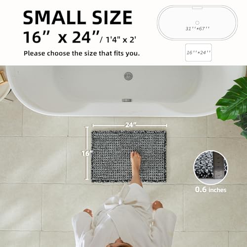 TYUU Black and White Bathroom Rugs, Waffle Bath Mat Non Slip Washable Super Absorbent Quick Dry Boho Farmhouse Bathroom Decor, 24"x16" Black and White - color: Black & White, size: 1'4" X 2' (Rectangular)