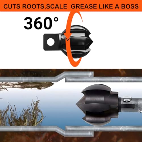 8+1 Heavy Duty Drain Snake Kit 6-Blade Grease Cutter + 8-Piece Clog Remover Set – Rustproof Manganese Steel & CNC Machined – Fits 3/8" to 3/4" Cables - style: 10-piece