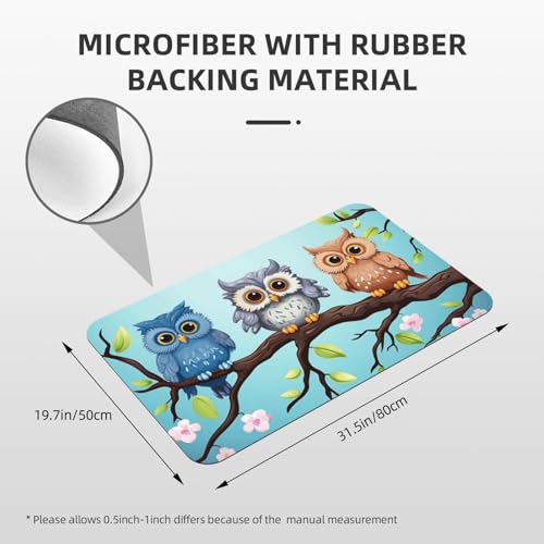 Stone Bath Mats for Bathroom Diatomaceous Earth Bath Mat Super Absorbent Floor Mat Owls on a Branch Stone Drying Mats Quick Drying Diatomite Shower Mat for Bathtub Pad 19.7x31.5in - color: Owls on a Branch, size: 1'8" x 2'8" (Rectangular)