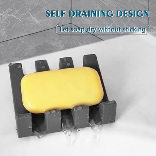 Soap Dish Holder for Shower with Suction Cup, Silicone Soap Holder & Saver Self-Draining Bar Soap Dish Keeps Soap Dry for Bathroom, Kitchen, Bathtub, Extends Soap Life (Grey-3Pack) - color: Grey - 3 Pack