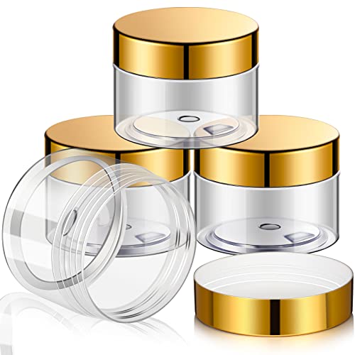 Patelai 4 Pieces Round Wide-mouth Leak Proof Plastic Container Jars with Lids for Travel Storage Makeup Beauty Products Face Creams Oils Salves Ointments DIY Making(1 Ounce,Gold) - color: Gold, size: 1 Ounce