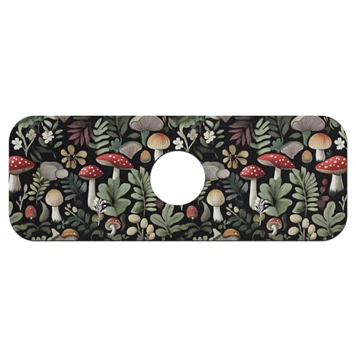 Faucet Fast Absorbent Pad - Beautiful Mushroom Plants Drying Pad, Suitable For Kitchen, Bathroom, Island And Other Scenes - color: Beautiful mushroom plants