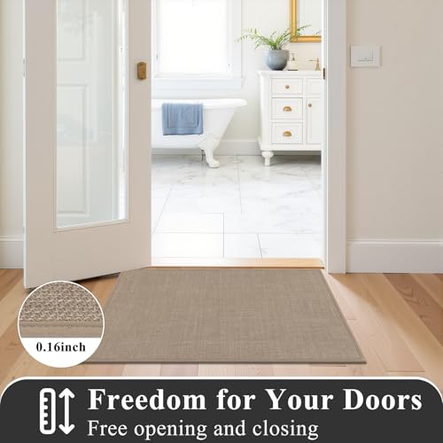 SHACOS 3 Piece Bath Mats Toilet Rug U-Shaped, No Slip Rubber Bath Rugs for Bathroom Toilet, Ultra Thin Bathroom Rugs Washable Quick Dry Absorbent Bathroom Mat (17"x24"+20"x32"+ U-20"x24") - color: Brown, size: 17"x24"+20"x32"+U20"x24"