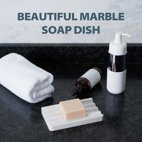 Soap Holder, Marble Soap Dish for Shower, Bar Soaps Holder with Water Ripple Design, Easy Cleaning Soaps Saver for Kitchen Sink，Bathroom, Executive Greek Natural Stone Tray(Agiax) - color: Agiax