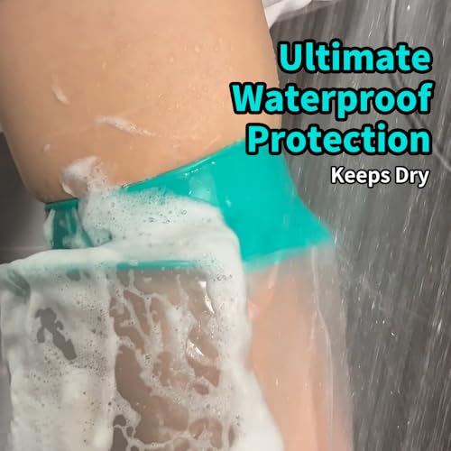 Cast Covers for Shower Leg, Waterproof Cast Cover for Showering/Swimming, Cast Protector for Shower Leg Adult, Water Proof Shower Boots for Foot after Surgery, Knee, Ankle, Boot (Diameter-7.9") - color: Leg, style: Reinforced Green