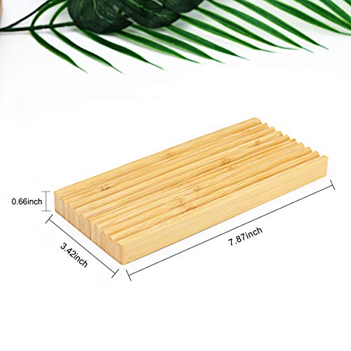 Bamboo Soap Dish, Bar Soap Holder for Shower Bathroom, Kitchen, Wooden Tray for Soap