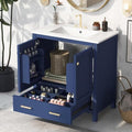 Linique 30" Modern Bathroom Vanity with Sink Combo Set, Solid Wood Frame Bathroom Storage Cabinet with 2 Soft Closing Doors and a Drawer, Multifunctional Storage, Blue - color: Blue