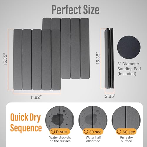 Large Foldable Stone Dish Drying Mat – Diatomaceous Earth, 12"x16" Each or 24"x16" Combined – Fast Dry, Anti-Slip Pad, Sanding Tool & Instruction Manual for Kitchen, Bathroom or RV (2-Pack)