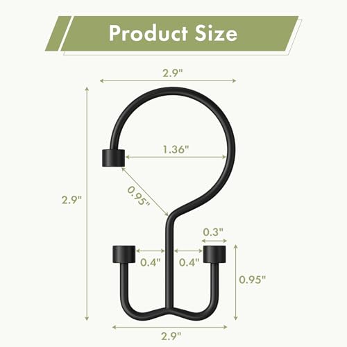 Amazer Black Shower Curtain Hooks, 12PCS Minimalist Simple Double Shower Curtain Rings, Rust-Resistant Metal Shower Hooks, Cylinders Shower Rings for Bathroom Shower Rods Curtains - color: Black, style: Cylinders - Double Hooks