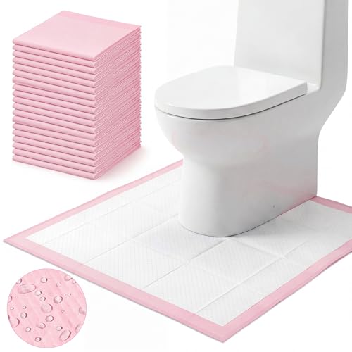 20 Pack Disposable Toilet Mats U Shaped Toilet Mat Absorbent Toilets Floor Protector Toilets Floor Protector from Urine for Potty Training Anti Urine Commode Mat for Kids (Pink,Classic) - color: Pink, size: Classic