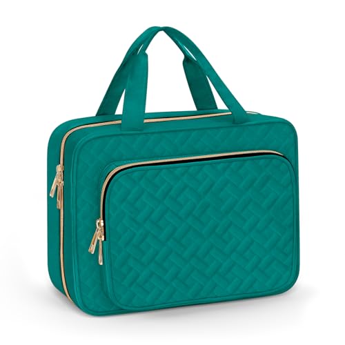 Wedama Toiletry Bag for Women, Medium Cosmetic Travel Bag, Hanging Toiletry Bag for Bathroom, Thickened PVC Waterproof Makeup Bag, Toiletries Bag for Travel Trips and Camping, Turquoise Green - color: Green, size: Medium, style: Minimalist