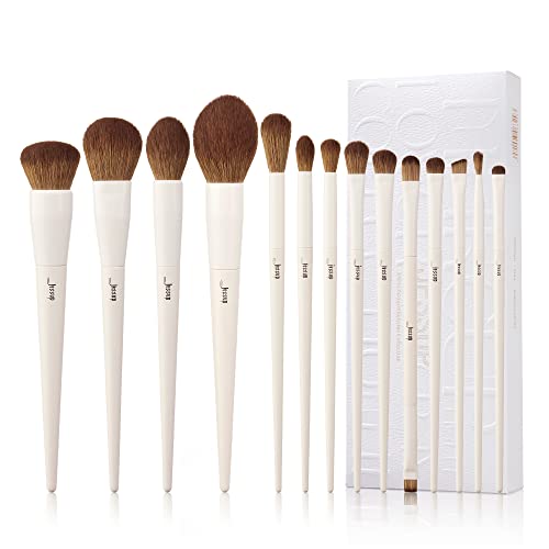 Jessup Makeup Brushes 14Pcs Makeup Brush Set Premium Synthetic Powder Foundation Contour Blush Concealer Eye Shadow Blending Liner Make Up Brush Kit Light Grey T329 - color: A-Light Grey-14pcs, size: Full Brush Set
