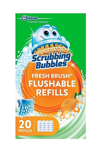 Scrubbing Bubbles Flushable Toilet Bowl Wand Cleaner Refills, Fresh Brush Cleaner Toilet Refill Pads, Removes Limescale & Odors, Citrus Scent, 20 Count (Pack of 1) - size: 20 Count (Pack of 1), style: Refill