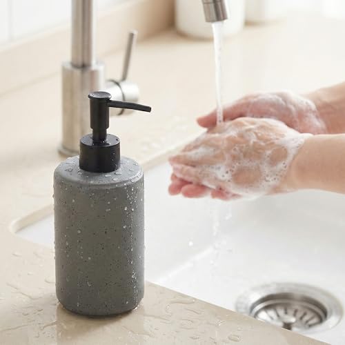 Bathroom Hand Soap Dispenser, 14oz Speckled Dish Soap Dispenser for Kitchen, Ceramic Liquid Soap Pump Bottle for Shampoo, Lotion, Conditioner, Modern Farmhouse Bathroom Decor - color: Speckled-gray