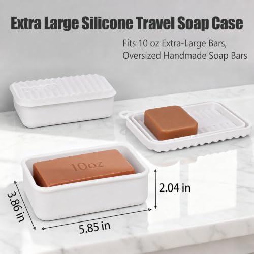 AIDIMMING Extra Large Silicone Soap Case for 10oz Duke Cannon Bar Soap – Leakproof Travel Soap Holder with Self-Draining Lid - Large Capacity, Durable, Impact-Resistant, Stain-Resistant (Milky White) - color: Milky White