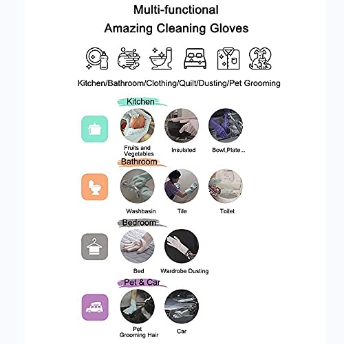 Silicone Dishwashing Gloves, Pet Grooming Rubber Scrubbing for Dishes, Sponge Wash Cleaning with Scrubbers (13.6" L) - color: Red