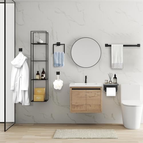 10 Pieces Black Towel Bar Set Bathroom Hardware Accessories Set Upgraded Toilet Paper Holder with Shelf Towel Holder Set for Bathroom Stainless Steel Wall Mounted 23.6in - color: 10pcs-black