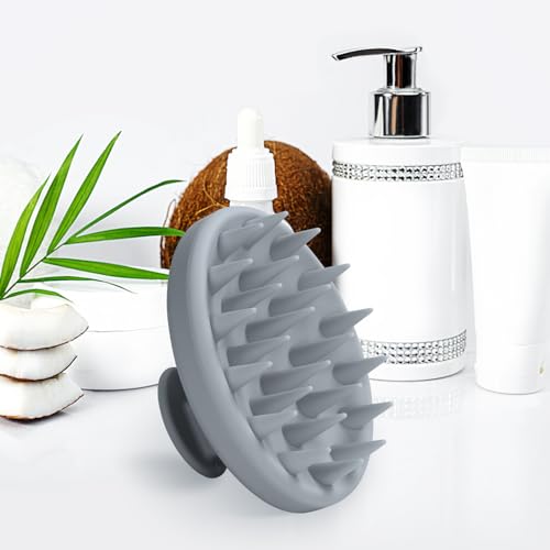 Meartchy Silicone Scalp Massager, Scalp Scrubber for Hair Growth with Soft Bristles, Scalp Exfoliator Brush Dandruff Removal Shampoo Brush for Wet Dry Scalp Care (Grey) - color: Grey