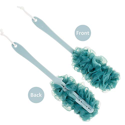 Back Scrubber for Shower, Loofah Long Handle Bath Body Brush, Soft Nylon Mesh Sponge On a Stick for Shower Men Women Kids Elderly, Exfoliating Scrub Cleaning Luffa for All Kinds of Skin(Blue) - color: Blue