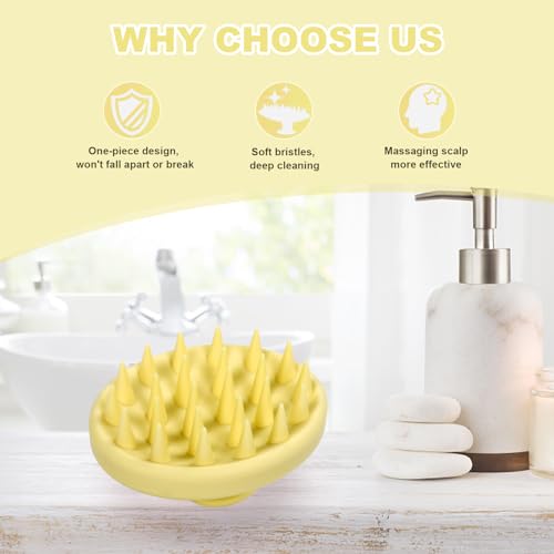 Meartchy Silicone Scalp Massager, Scalp Scrubber for Hair Growth with Soft Bristles, Scalp Exfoliator Brush Dandruff Removal Shampoo Brush for Wet Dry Scalp Care (Light Yellow) - color: Light Yellow