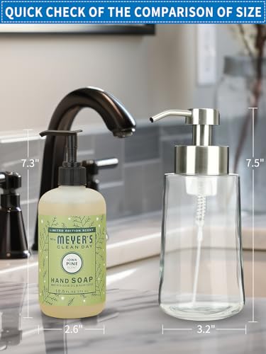 Foaming Hand Soap Dispenser Set, 16 oz Large Glass Soap Dispenser, Foam Dispenser with Stainless Steel Pump & Waterproof Labels, Refillable Soap Bottles for Bathroom Countertop, 2 in 1 - color: Brushed Nickel Foaming