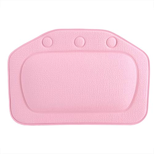 Bath Pillow, Bathtub Head Neck Support, Soft Foam Padded Spa Tub Headrest Back Shoulders Support Cushion Bathroom (Pink) - color: Pink