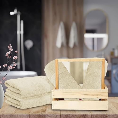 GOLD TEXTILES Premium Hand Towels for Bathroom -100% Ring Spun Cotton (Sand,4 Pack, 16x30 Inches) Luxury Soft Absorbent & Quick Dry, Bathroom Hand Towel Perfect for Hotel, Salon, Gym & Spa - color: Sand, size: 4 Pack 16x30