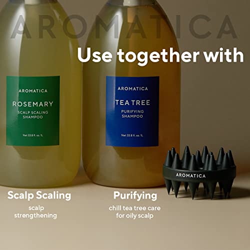 AROMATICA Dual-Sided Scalp Care Shampoo Brush - Silicone Scalp Massager Hair Growth, Scalp Scrubber & Exfoliator, Shampoo Brush for Shower Hair Wash and All Hair Types, Deep Cleansing Scalp Brush