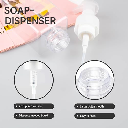 15OZ Foaming Soap Dispenser, 2-Pack Plastic Hand Soap Dispenser, Refillable Leakproof Foam Pump Bottle with Waterproof Labels, for Shampoo, Body Wash - color: Clear, size: 450ML