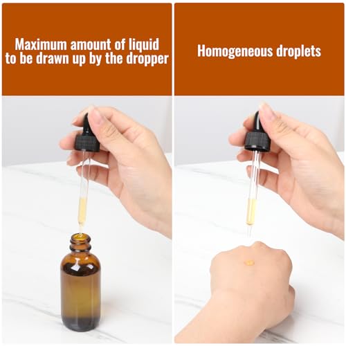 STARSIDE 24-Pack 2oz Amber Glass Dropper Bottles for Essential Oils | 60ml Glass Bottles with Glass Droppers for Lab Chemicals, Perfumes, Sample. Includes 1 Brush, 2 Funnels and 24 Labels - color: 2oz-Amber-24pcs