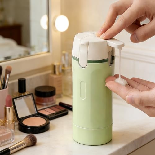 4 in 1 Travel Pump Dispenser Bottle, 30ML 4 Pack Leak-Proof Pump Containers with Measurement Scale & Label Stickers, Portable Bottles for Toiletries, Shower & Travel Use (Green)