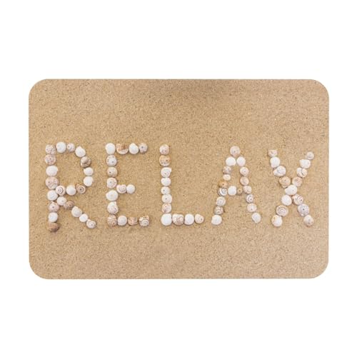 The Word Relaxing Made Up of Beach Seashells Bath Mat Rugs 15.7x23.6 in, Diatomaceous Earth Bathroom Rug Rubber Non-Slip Bathroom Mat for Bathroom Kitchen Floor, Tub and Shower Sink - color: Relaxing