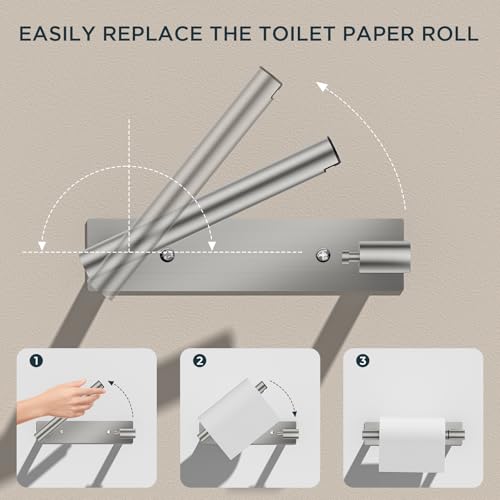 FORIOUS Toilet Paper Holder Wall Mount, Stainless Steel Rustproof Double Post Pivoting Tissue Roll Holder for Bathroom, Commercial Toilet Paper Dispenser (Stainless Steel, Modern Square 1 Pack) - color: Stainless Steel