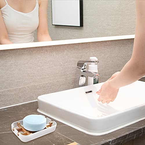 Soap Dishes for Bar Soap, White Bathroom Soap Holder, Bamboo Soap Dishes Holder for Bathroom Shower, Bathroom Sink Soap Dish, White Soap Tray. - color: 1pcs-white