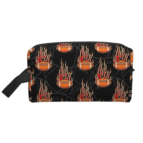 Kids Travel Toiletry Bag for Boys Girls - Waterproof Makeup Pouch Hanging Cosmetic Wash Bags Dopp Kit Shaving Bag for Toiletries Accessories(Fire Football) - color: Fire Football