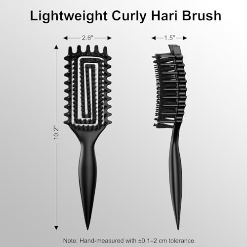 Curly Hair Brush, Curl Defining Brush with Soft Boar Bristles Detangling Tangled Glides, Wide-Teeth Design Effortlessly Shaping & Defining Curls (Black) - color: Black
