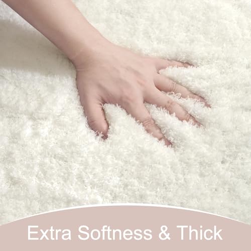 AROGAN Cream White Luxury Long Bathroom Runner Rug 24×17 Inch, Soft and Absorbent Non Slip Bath Mat, Rubber Backing Quick Dry Rugs Carpets, Machine Washable Plush Mats for Shower Floor - color: Cream White, size: 1'5" X 2' (24" X 17")