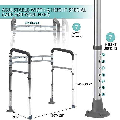 Lianjindun Toilet Safety Rails (350 lb), Adjustable Toilet Frame for Elderly, Seniors, Handicap & Disabled, Foldable Handicap Toilet Handles Fit Any Toilets (Gray) - color: Gray