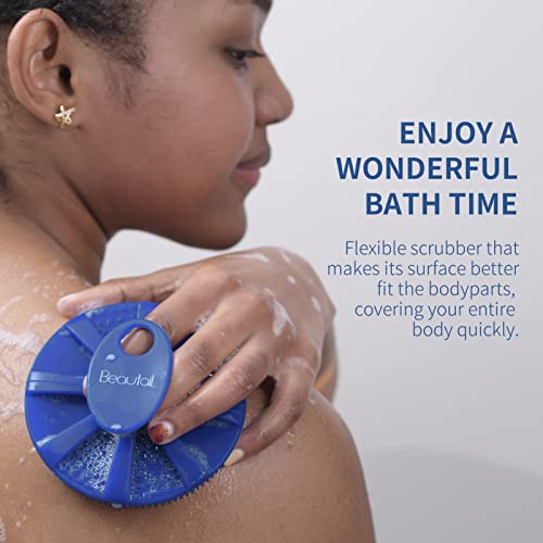 Silicone Body Scrubber, BEAUTAIL Shower Bath Scrubber, More Hygienic Than Traditional Loofah, Lather Nicely, Long Lasting, Gentle Exfoliating Brush for Women Men Baby Sensitive Skin, 1 Pack, Blue - color: Blue 1 Pc