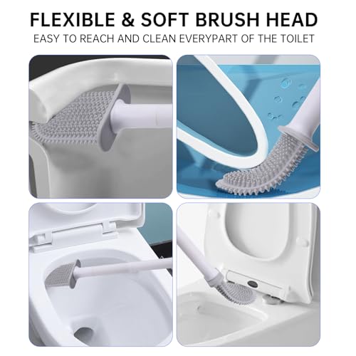 RV Toilet Bowl Brush, Toilet Brush Silicone Won't Damage Toilets, Wall Mounted Toilet Brush-Anti-Roll, Anti-Drip Design, Suitable for RV Travel Trailers and Campers, Made by RVers for RVers - color: White