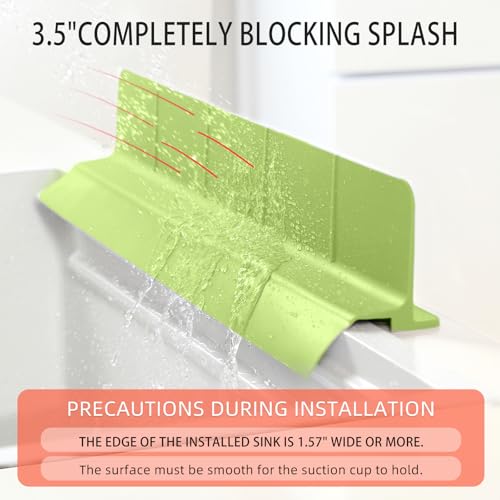 23" Ultra Silicone Sink Splash Guard Released in 2026 for Kitchen Sink,Bathroom and Island,with 3.5" High Splash Guard & 7 Strong Suction Cup (Matcha Green) - color: Matcha Green