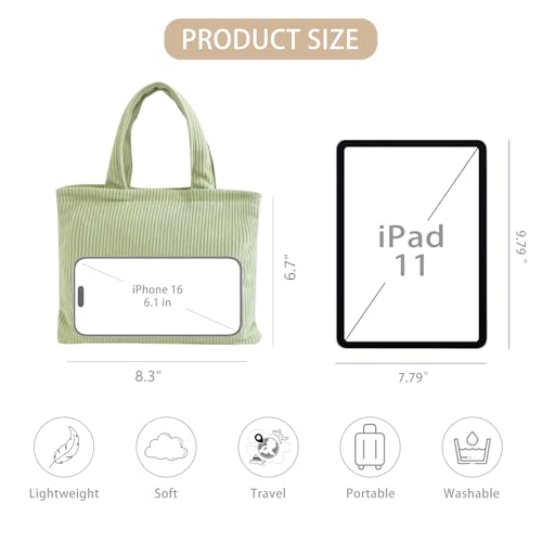 Wudygirl Makeup Bag Travel Cosmetic Bag for Women Small Makeup Pouch with Handle Zipper Cosmetic Pouch Handbag Aesthetic 8.3" x 6.7"(Light Green) - color: Light Green