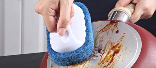 Scouring Pad Brush kit 8 Pieces, Cleaning Brush with Handle, Dish Scrub Brush, Bathroom Brush, Sink Scrub Brush