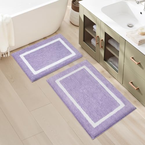 HOMEIDEAS Bathroom Rugs Sets 2 Piece, Super Soft and Absorbent Microfiber Tufted Bath Mats, Non-Slip and Machine Washable Bath Rugs(Lavender) - color: Lavender